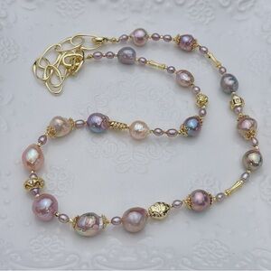 X542 Handmade Freshwater Edison Baroque Pearl Necklace